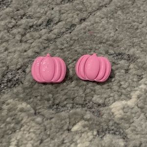 Pink pumpkin stud earrings